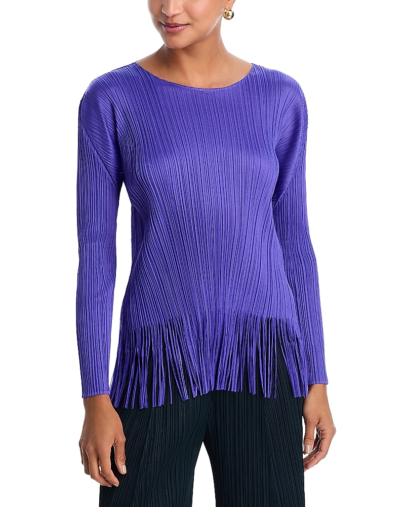 Pleats Please Issey Miyake Wave Fringed Long Sleeve Top