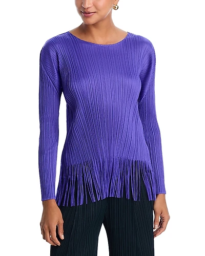 Pleats Please Issey Miyake Wave Fringed Long Sleeve Top