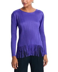 Pleats Please Issey Miyake Wave Fringed Long Sleeve Top