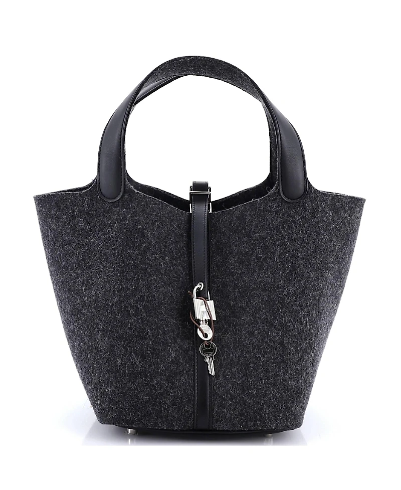 Pre-Owned Hermes Mm Picotin Lock Bag Felt with Leather