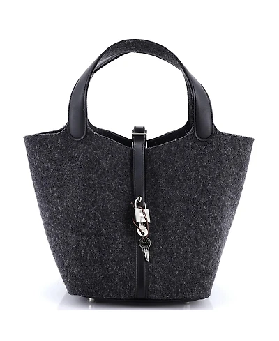 Pre-Owned Hermes Mm Picotin Lock Bag Felt with Leather