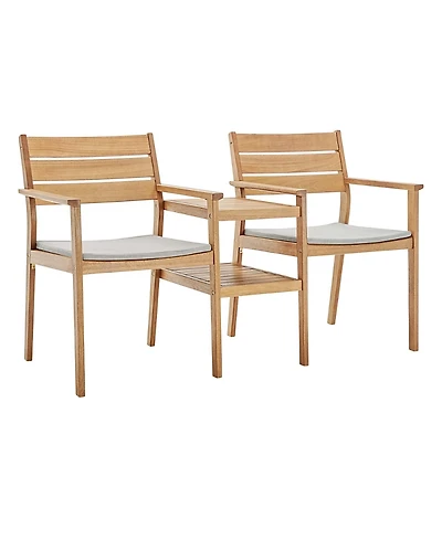 Modway Viewscape Outdoor Patio Ash Wood Jack and Jill Chair, Set of 2