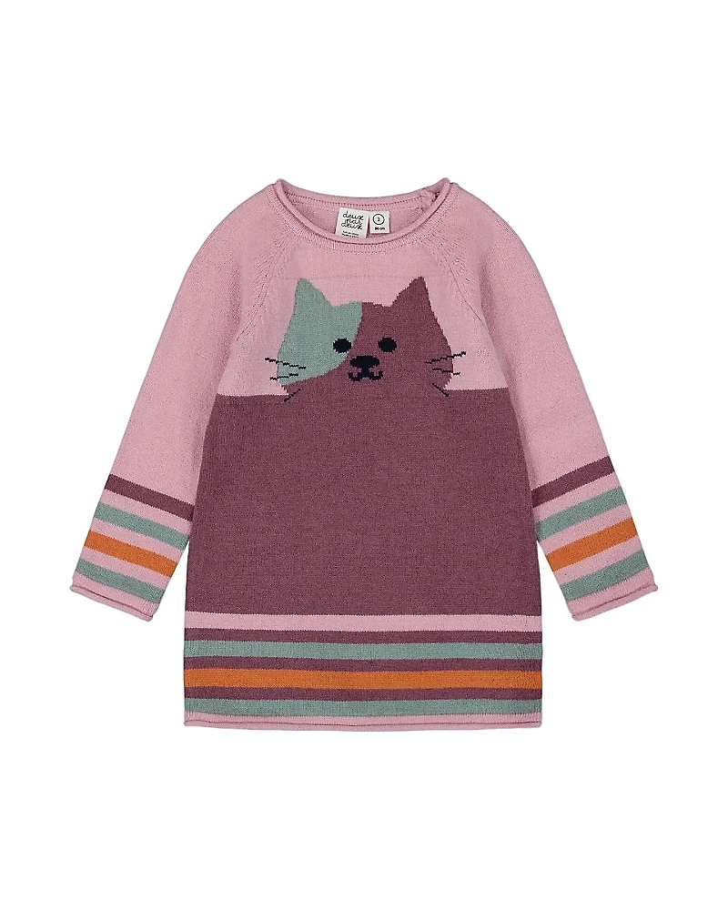 Deux par Girls' Knitted Dress with Cat - Baby