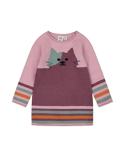 Deux par Girls' Knitted Dress with Cat - Baby