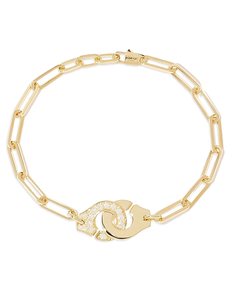 Dinh Van 18K Yellow Gold Menottes Dinh Van Diamond Handcuff Chain Link Bracelet