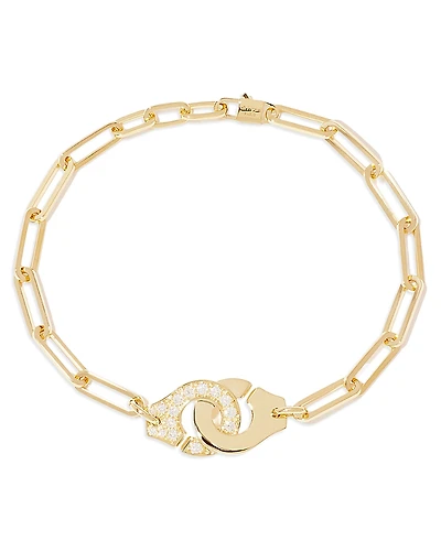 Dinh Van 18K Yellow Gold Menottes Dinh Van Diamond Handcuff Chain Link Bracelet