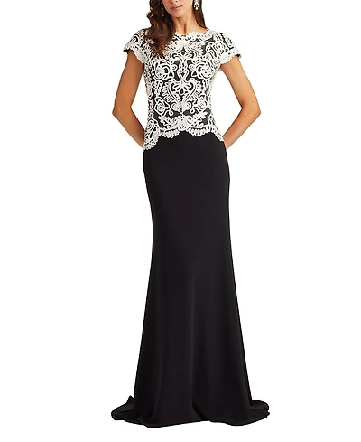 Tadashi Shoji Isadora Embroidered Crepe Gown