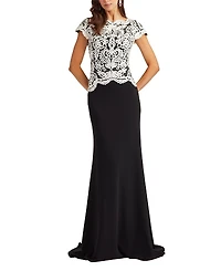 Tadashi Shoji Isadora Embroidered Crepe Gown