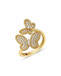 Roberto Coin 18K Yellow Gold Jasmine Diamond Pave Butterfly Bypass Ring