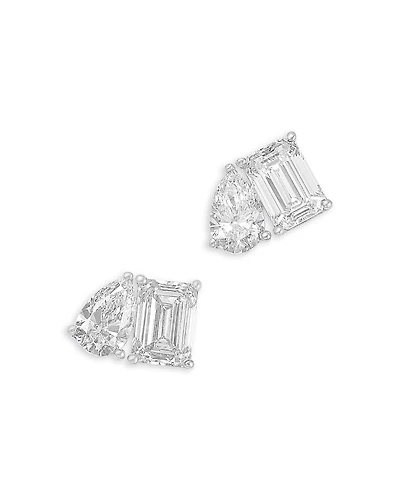 Bloomingdale's Fine Collection Luxe Collection Certified Lab Grown Diamond Toi et Moi Stud Earrings
