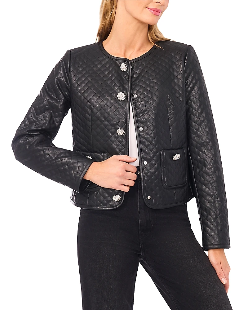CeCe Quilted Faux Leather Jacket