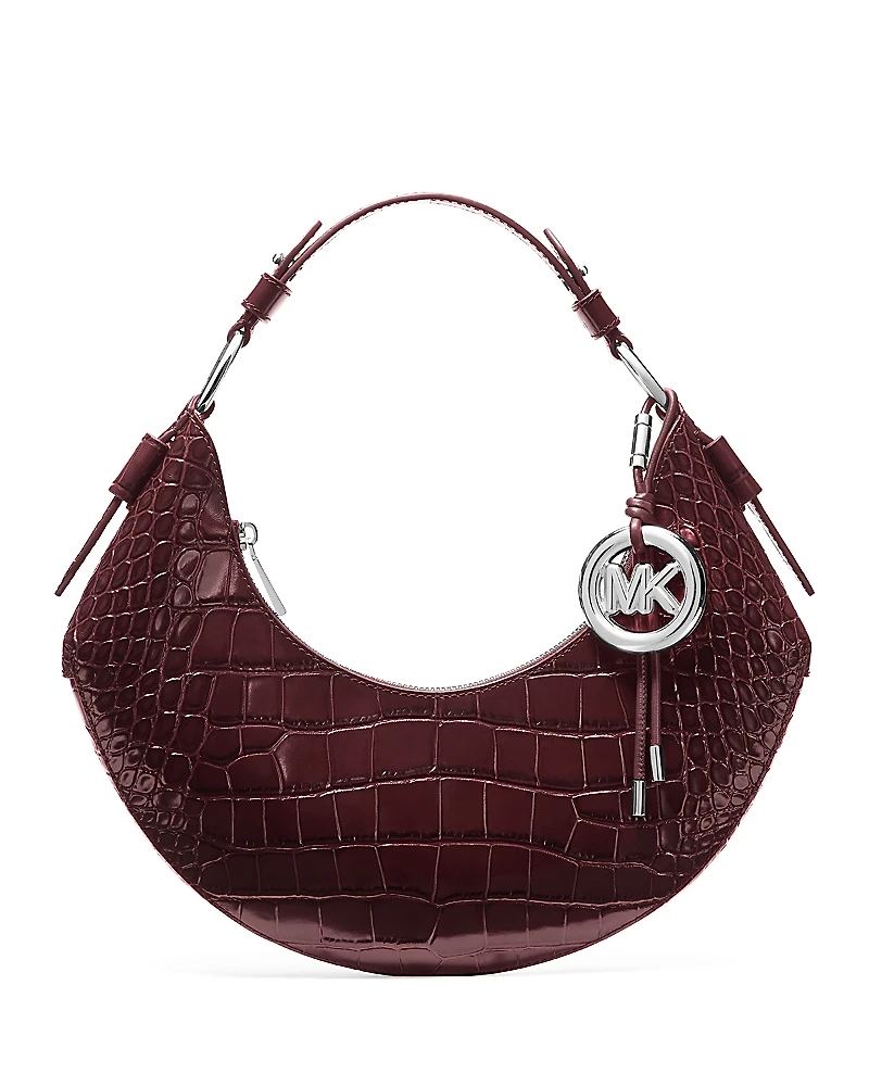 Michael Kors Koa Croc Embossed Leather Shoulder Bag