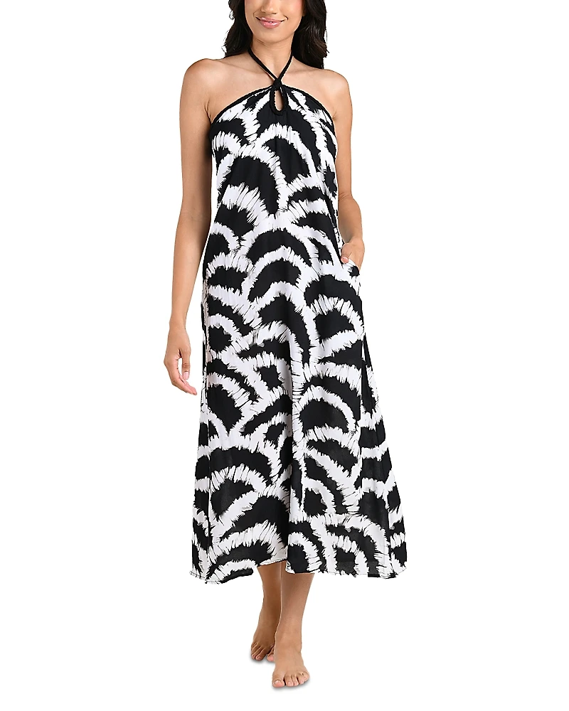 La Blanca Woven Shadows Halter Cover Up Maxi Dress
