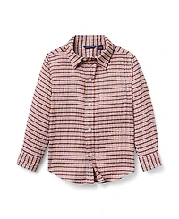 Janie and Jack Boys' Plaid Seersucker Twill Shirt - Little Kid, Big Kid