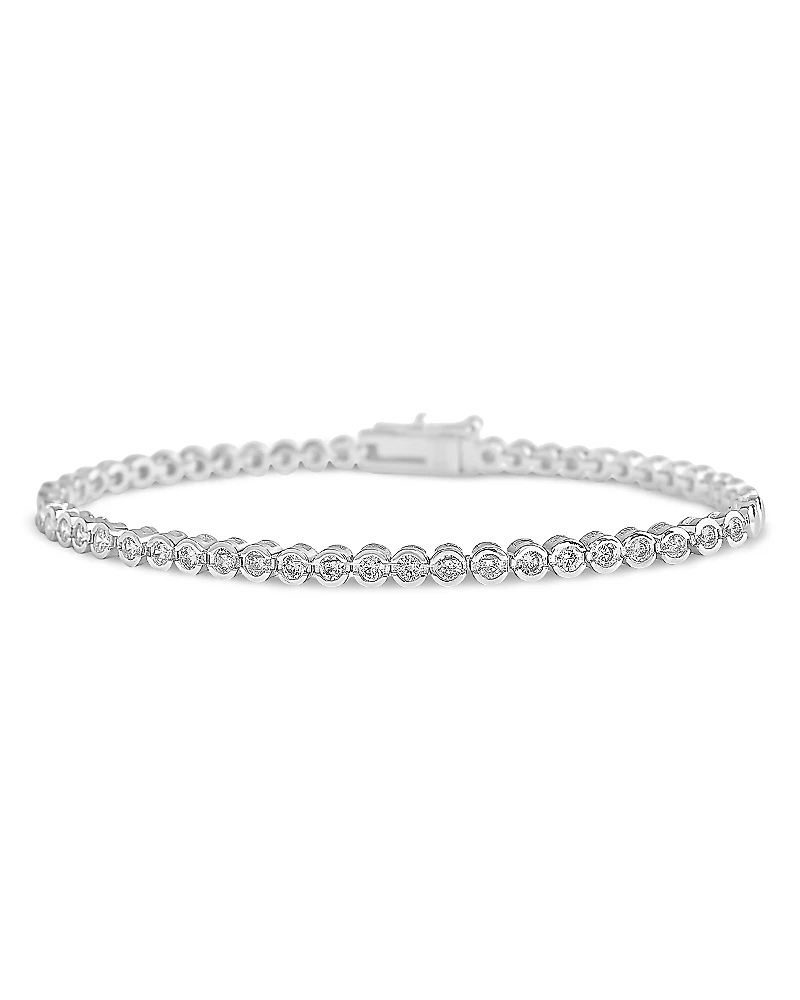 Sterling Forever Cubic Zirconia Bezel Flex Bracelet