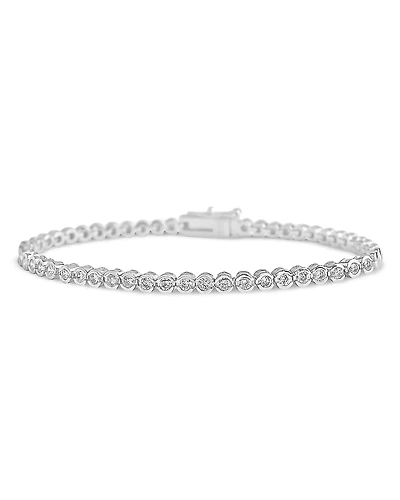 Sterling Forever Cubic Zirconia Bezel Flex Bracelet