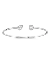 Messika 18K White Gold My Twin Diamond Pear & Emerald Cut Toi & Moi Halo Cuff Bracelet