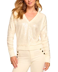 Ramy Brook Delphina Sequined V Neck Sweater