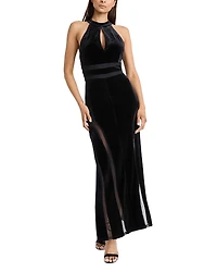 Donna Morgan Stretch Velvet Keyhole Cutout Dress