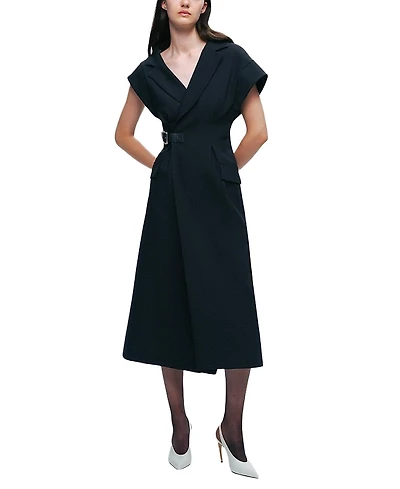 Nocturne Tailored Buckle-Wrap Midi Dress