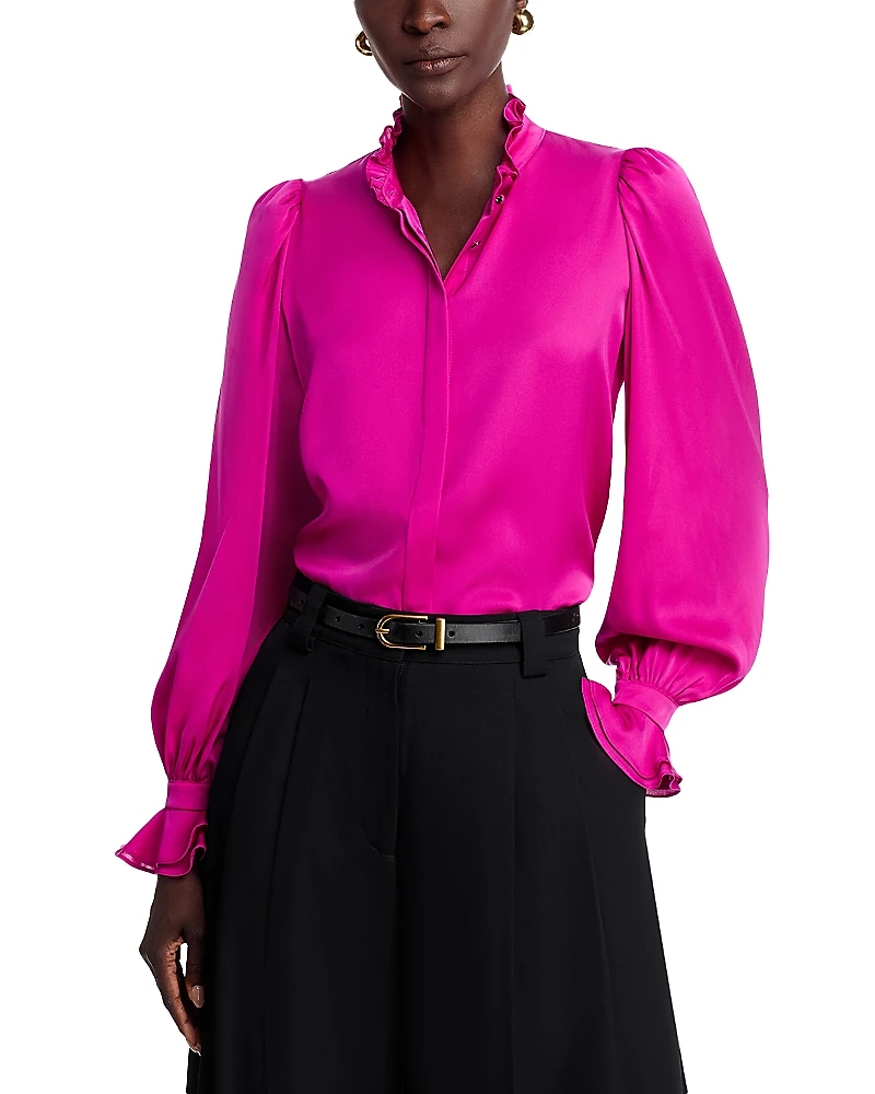 Kobi Halperin Harley Silk Blend Ruffle Blouse