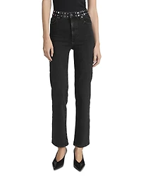 Frame Le Sleek Straight High Rise Studded Jeans