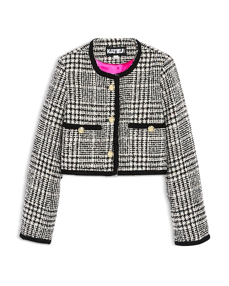 KatieJnyc Girls' Boucle Crop Jacket - Big Kid