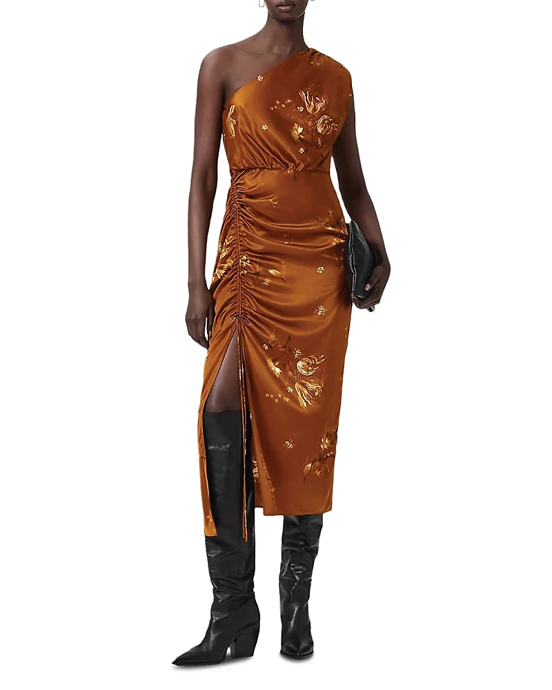 Allsaints Laura One Shoulder Midi Dress