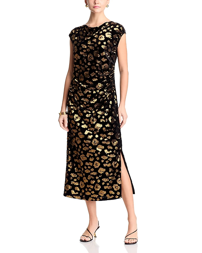 T Tahari Sequinned Cowl Neck Dress