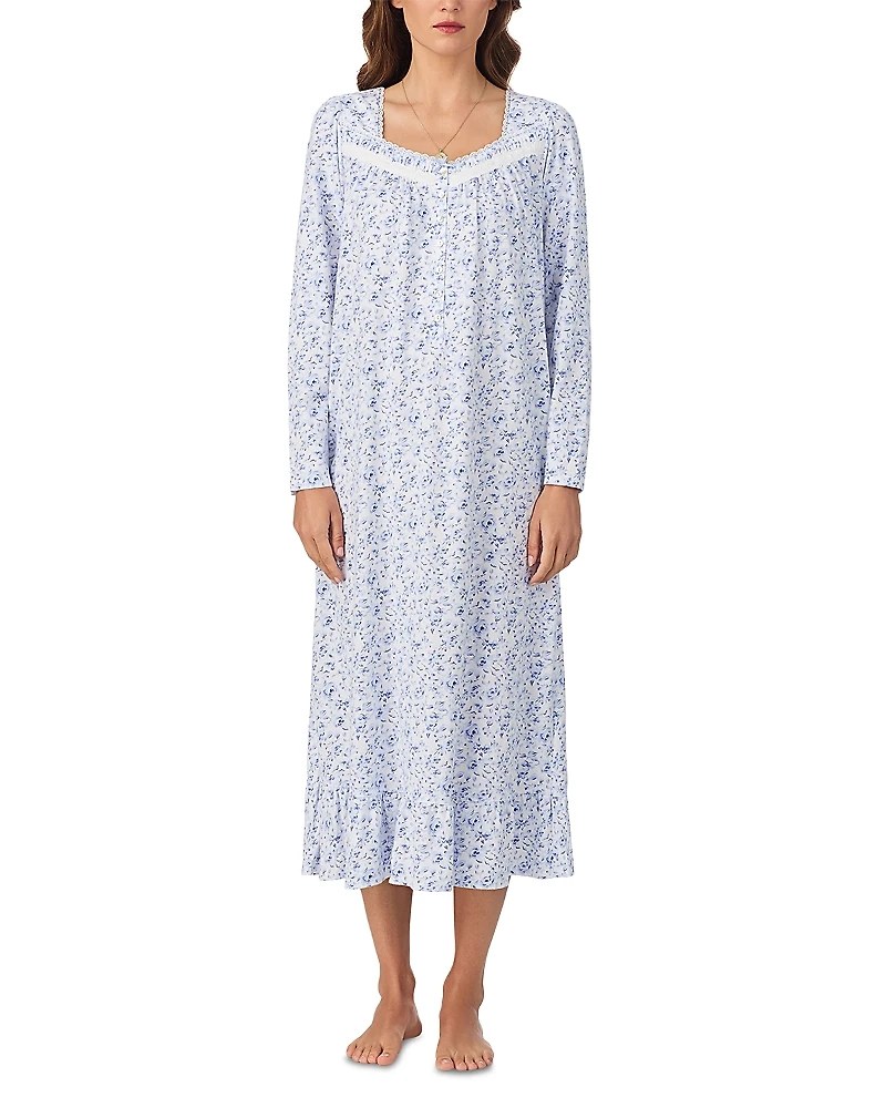 Eileen West Long Sleeve Floral Nightgown