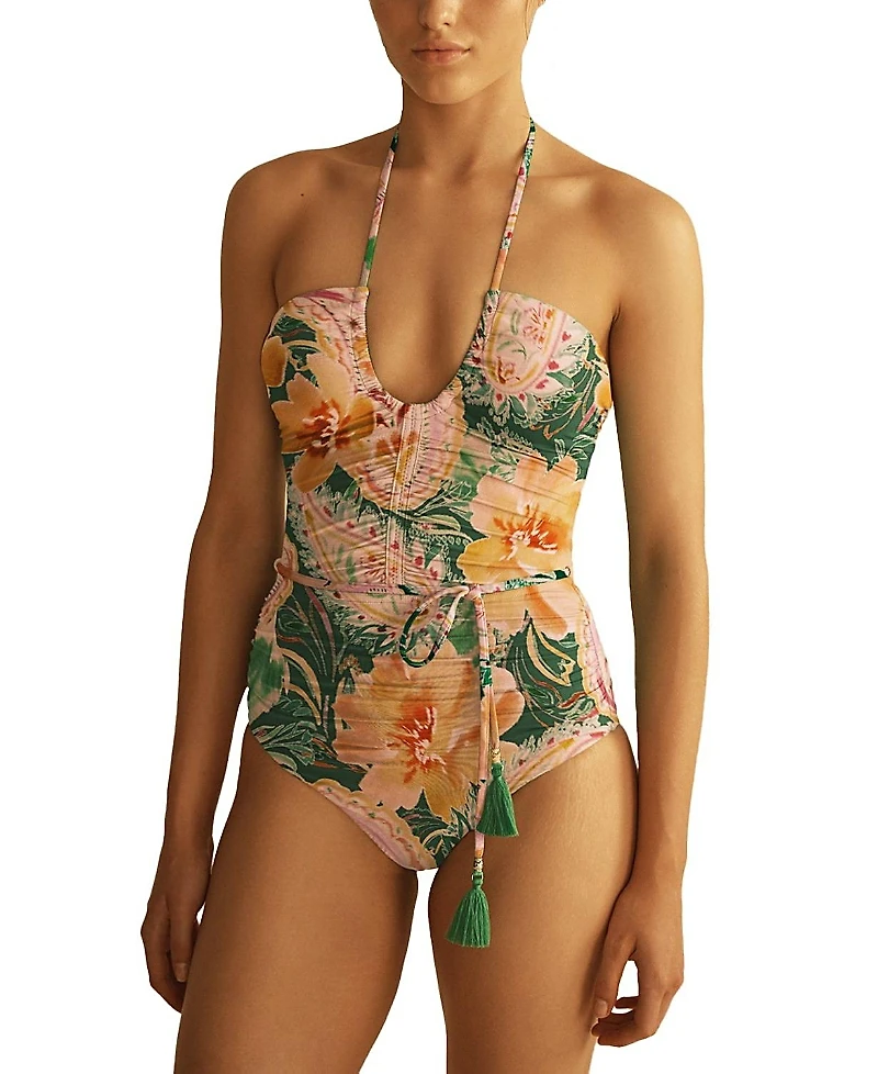Aur OceA Ibisco Belted Keyhole One Piece
