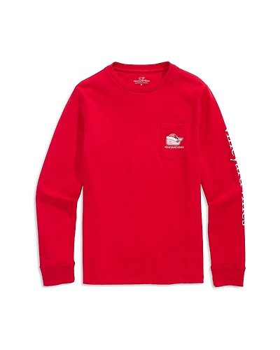 Vineyard Vines Boys' Santa Whale Long Sleeved Tee - Little Kid, Big Kid