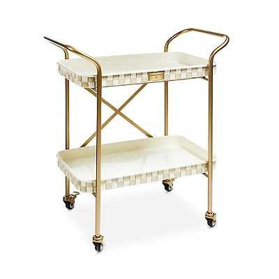 MacKenzie-Childs Mocha Check 2 Tier Kitchen Cart