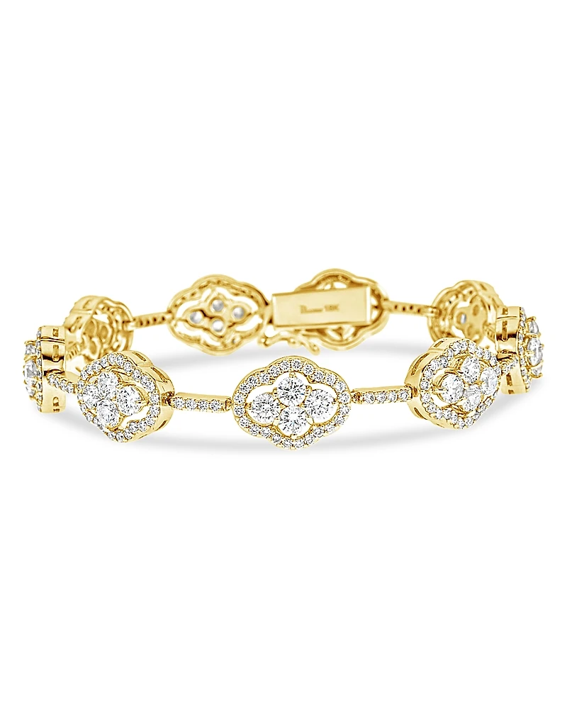 Piranesi 18K Yellow Gold Maison Diamond Halo Flower Cluster Link Bracelet