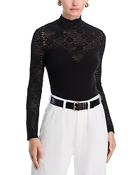 Aqua Open Knit Long Sleeve Turtleneck Top - Exclusive