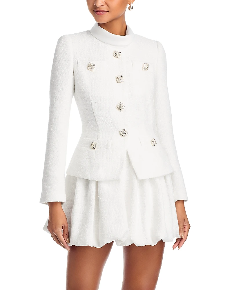 Self-Portrait Boucle Collared Mini Dress