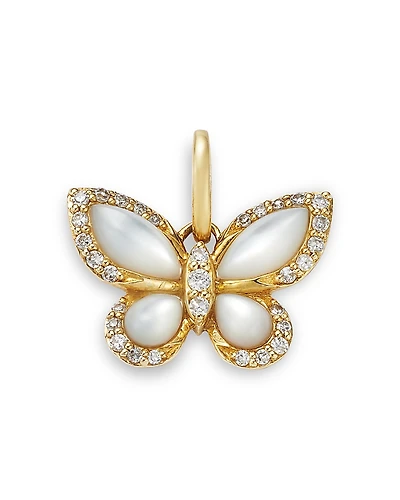 Moon & Meadow 14K Yellow Gold Mother of Pearl & Diamond Butterfly Pendant