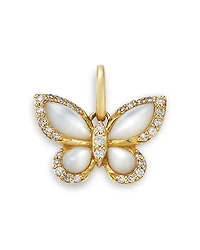 Moon & Meadow 14K Yellow Gold Mother of Pearl & Diamond Butterfly Pendant