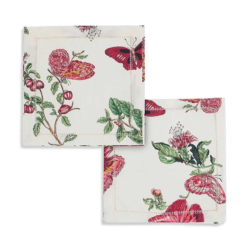 Matouk Baudin Butterfly Linen Cocktail Napkin, 6 Round