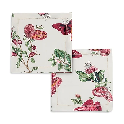 Matouk Baudin Butterfly Linen Cocktail Napkin, 6 Round