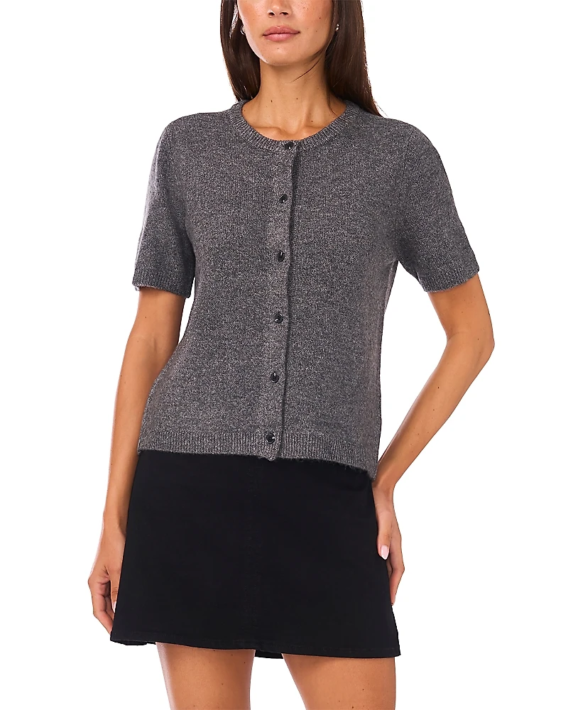 Vince Camuto Short Sleeved Crewneck Cardigan