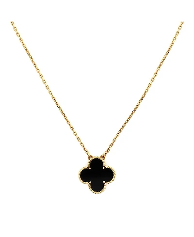 Pre-Owned Van Cleef & Arpels Vintage Alhambra Pendant Necklace 18K Gold and Onyx