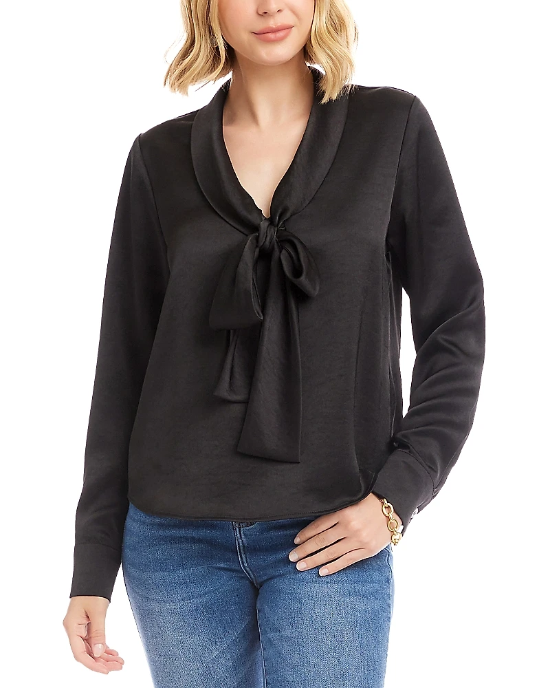 Karen Kane Satin Bow Top
