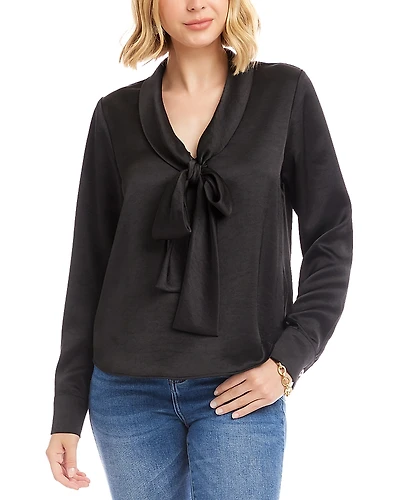 Karen Kane Satin Bow Top
