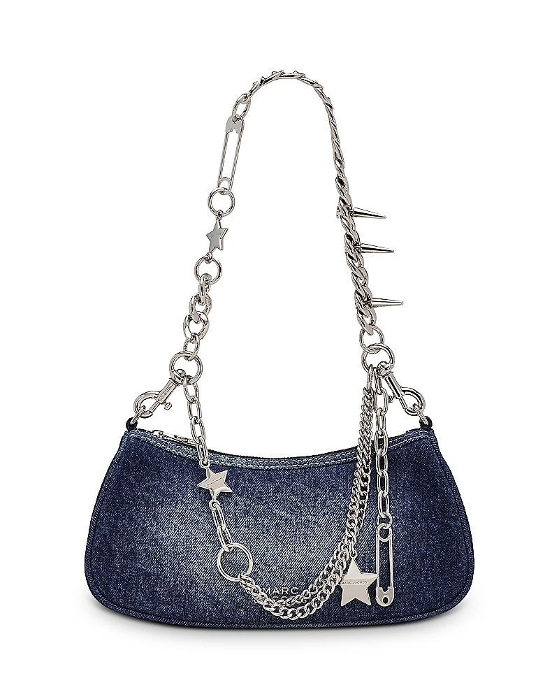 Marc Jacobs Faded Denim Charm Chain Shoulder Bag
