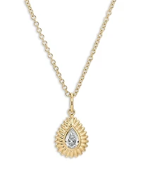 Ef Collection 14K Yellow Gold Ef Collection Diamond Pear Fluted Frame Pendant Necklace, 16-18