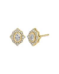 Ef Collection 14K Yellow Gold Ef Collection Diamond Oval Halo Stud Earrings