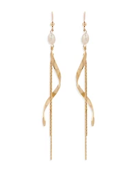 Ettika Cultured Freshwater Pearl Twisted Linear Drop Earrings