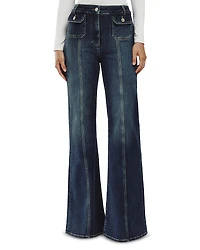 Reiss Glora Button Detail High Rise Flare Jeans