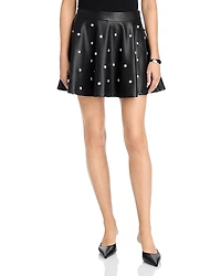 Aqua Faux Leather Studded Mini Skirt - Exclusive